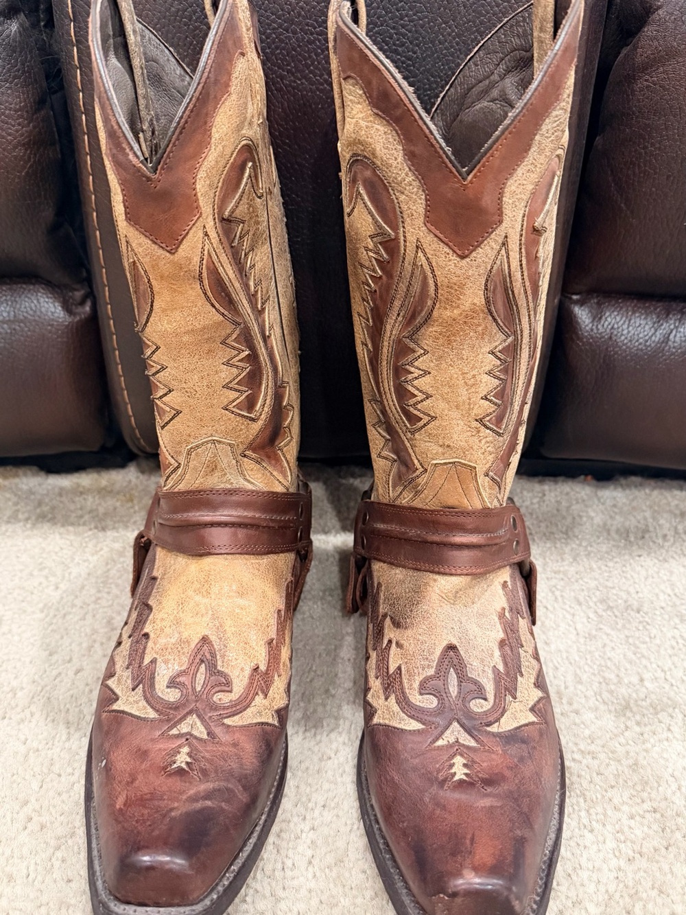 Stetson Brown and Tan Western Cowboy Boots